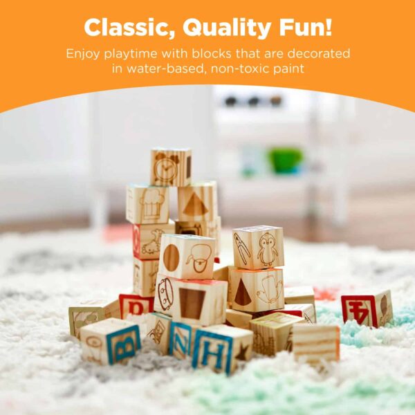 Best Choice Products 40-Piece Kids Wooden ABC Block Set, Building Education Alphabet Letters STEM Toy w_ Case - Image 2