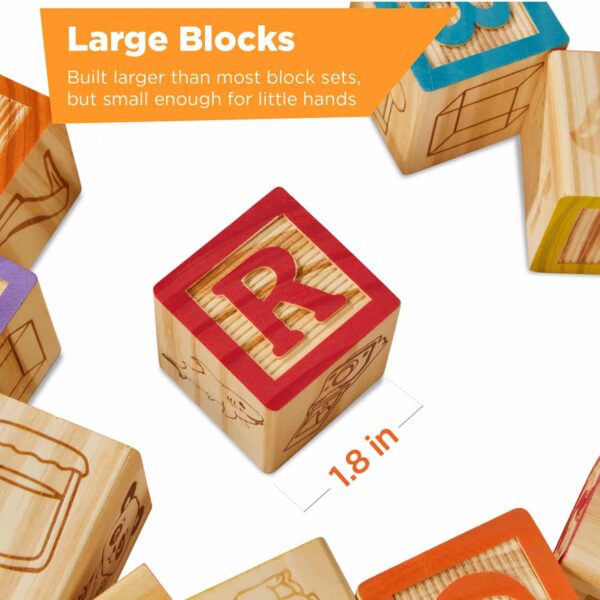 Best Choice Products 40-Piece Kids Wooden ABC Block Set, Building Education Alphabet Letters STEM Toy w_ Case - Image 4